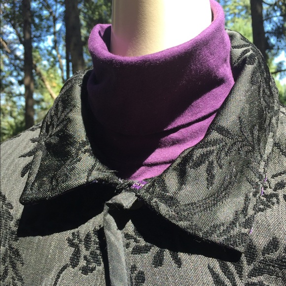 Reversible brocade purple/black jacket vintage velvet blazer,free ship HP25x2 - Picture 4 of 11